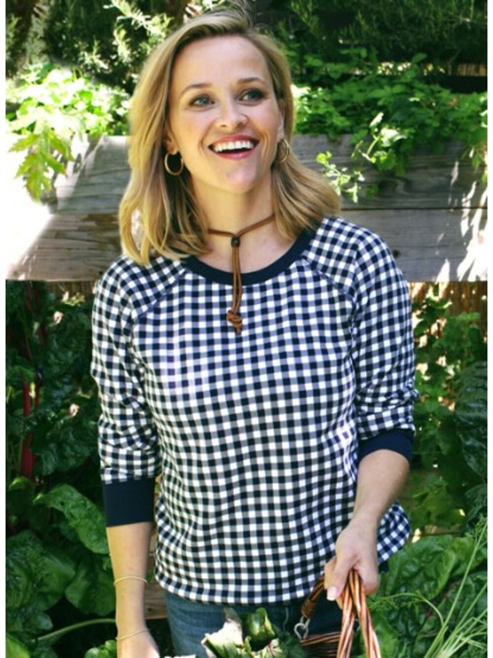 Draper James Natalie Sweatshirt in Gingham Navy Med Nautical Preppy